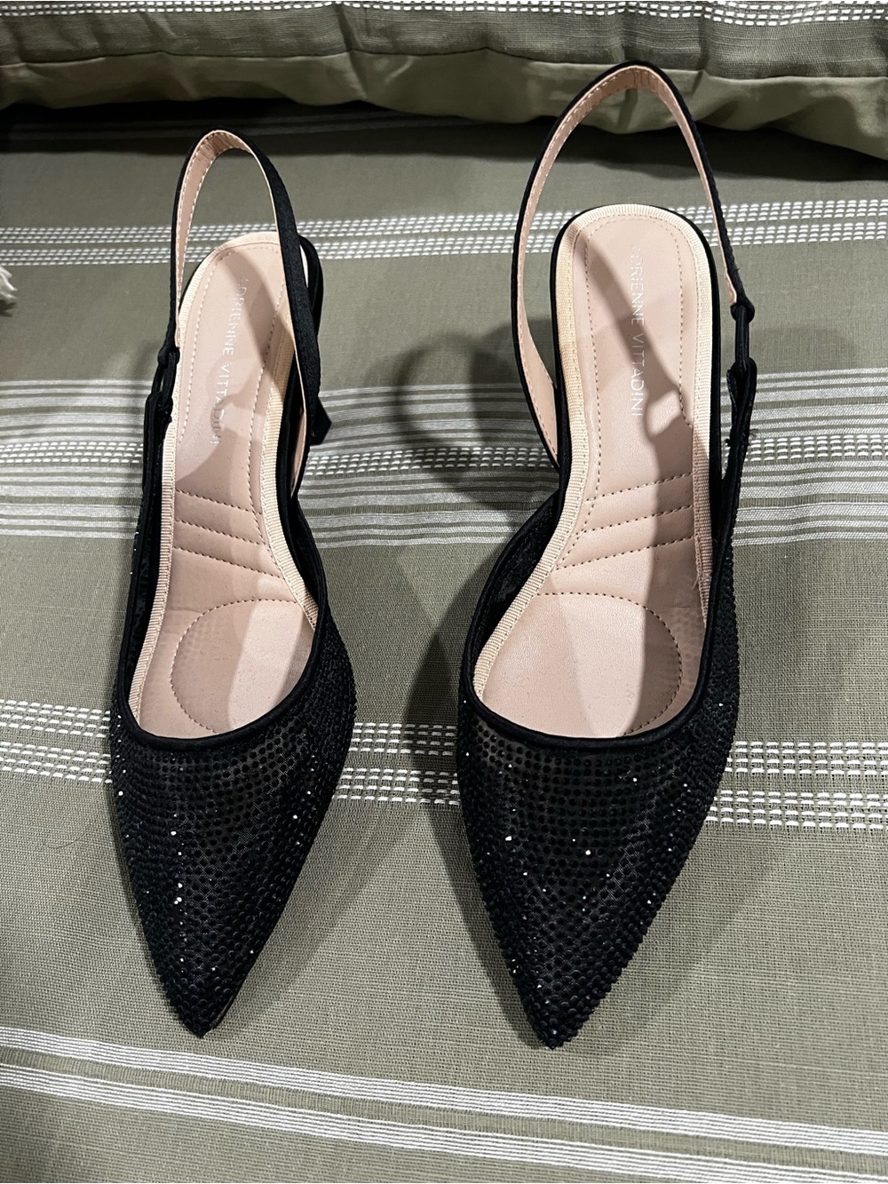 Piper Black Pointed Toe Slingback Heels with Subtle Sparkle